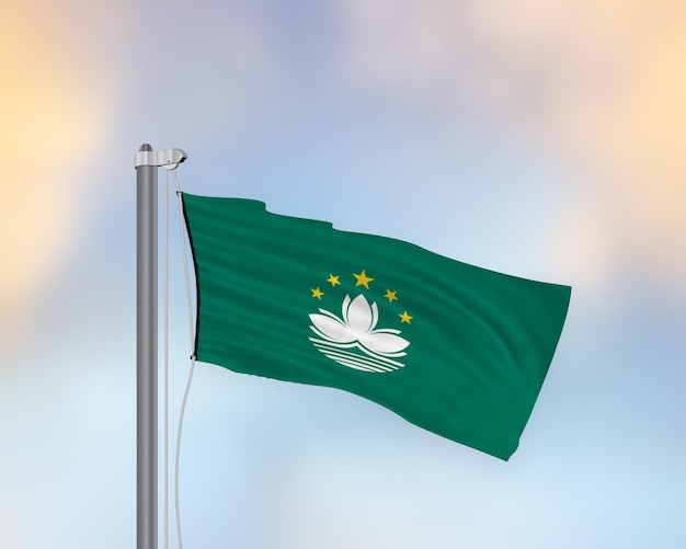 Waving flag of Macau on a Flagpost