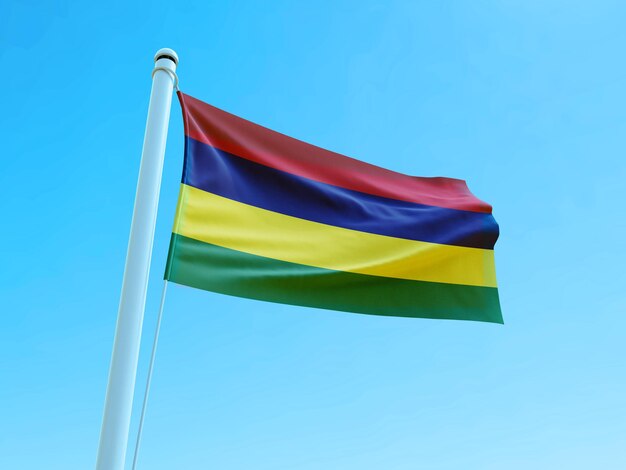 Waving Flag of Mauritius Stock Photo 3D Render