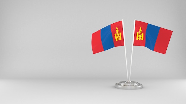 몽골의 깃발을 흔들며 3d 렌더링 배경