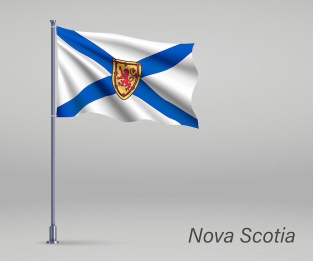 Waving flag of Nova Scotia province of Canada on flagpole Template for independence day poster design