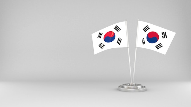 사진 한국 3d 렌더링 배경의 깃발을 흔들며