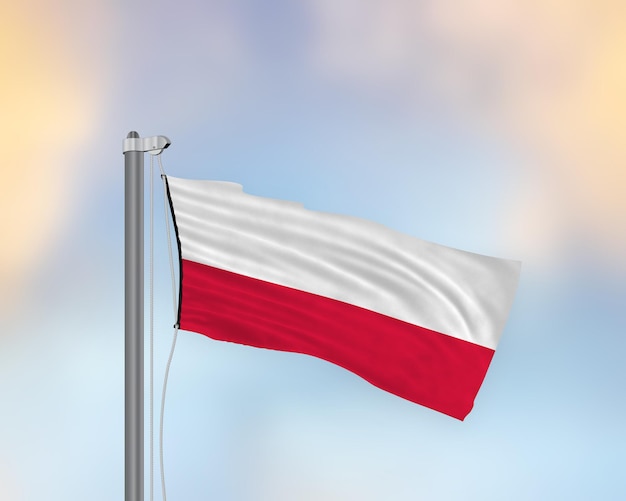 Waving flag of Poland on a Flag pole