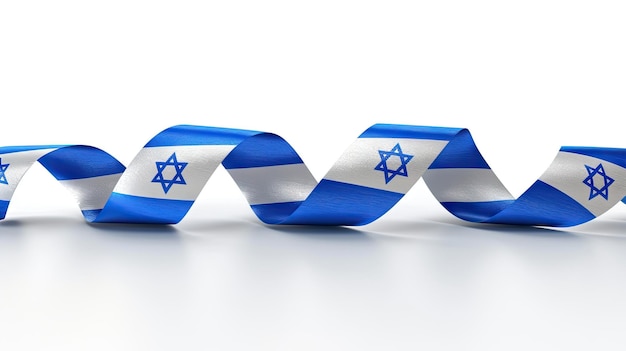 Waving flag ribbon of Israel on a white background