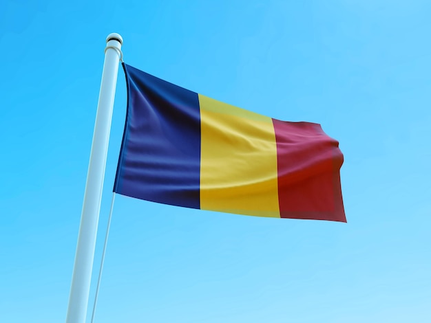 Waving flag of romania stock photo 3d render