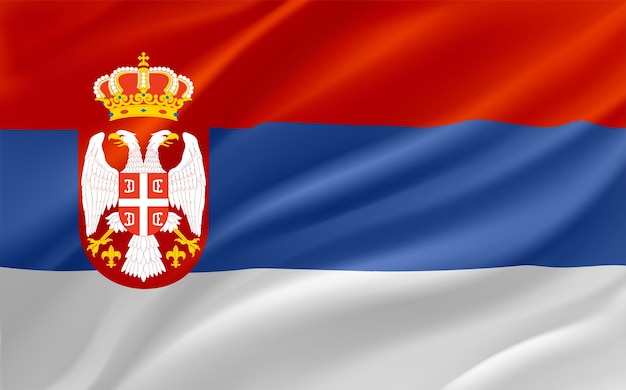 Photo waving flag of serbia 3d vector banner