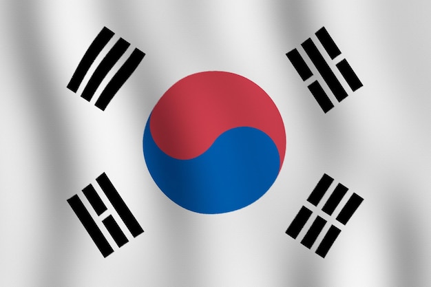 waving Flag of south korea Country