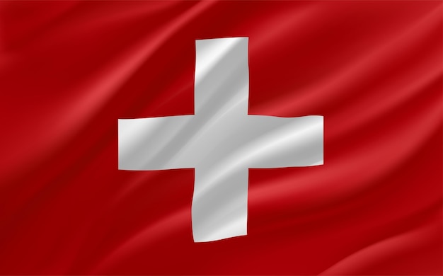 Waving flag of Switzerland 3d vector banner