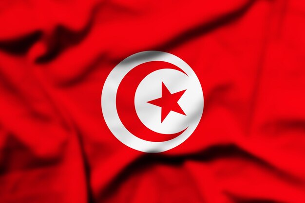 Photo waving flag of tunisia