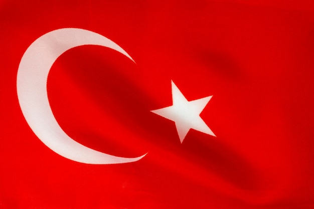 The waving flag of Turkey as a background.
Close-up of the Turkish flag..