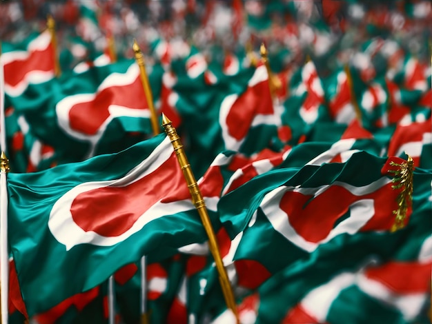 Waving flags of the world flag of Bangladesh shot with a shallow depth of field selective focus