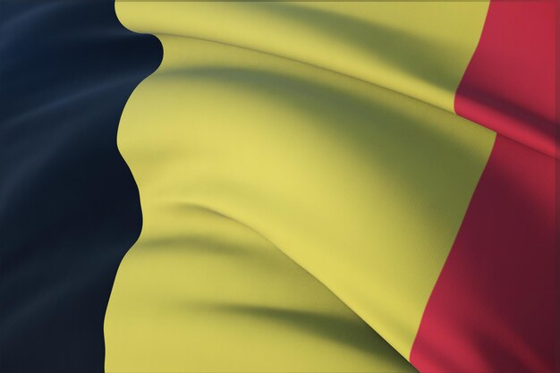 Развевающиеся флаги мира - флаг Бельгии. Крупным планом вид, 3D иллюстрации.