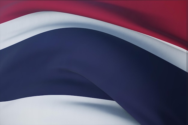 Waving flags of the world - flag of Thailand. Closeup view, 3D illustration.