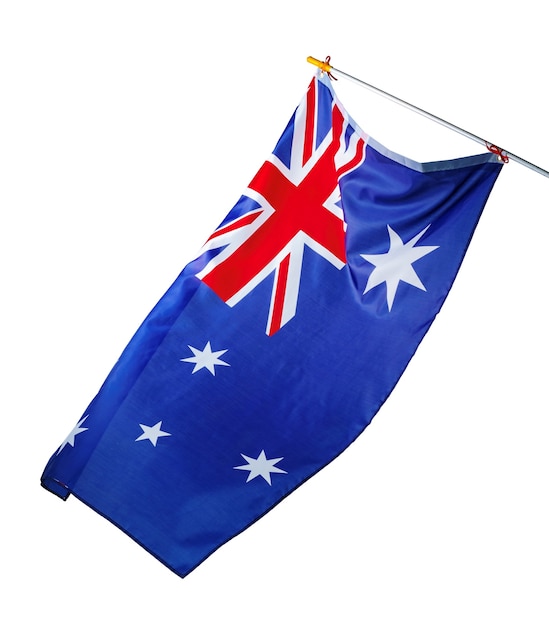 Waving National flag of Australia isolated on white background