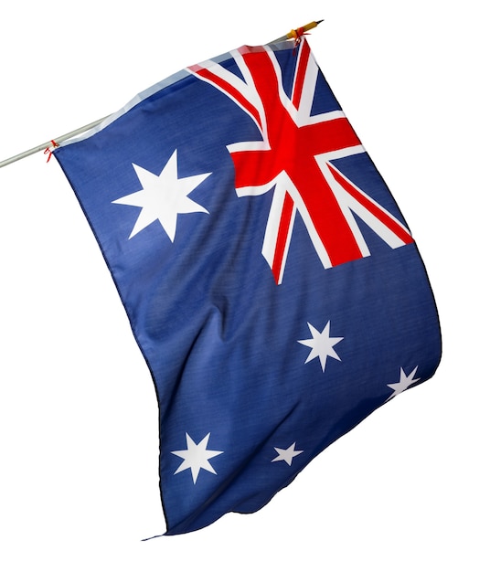 Waving National flag of Australia isolated on white background