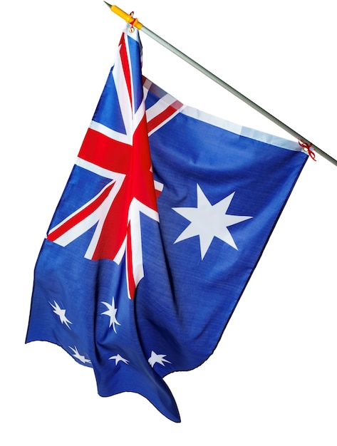 Waving National flag of Australia isolated on white