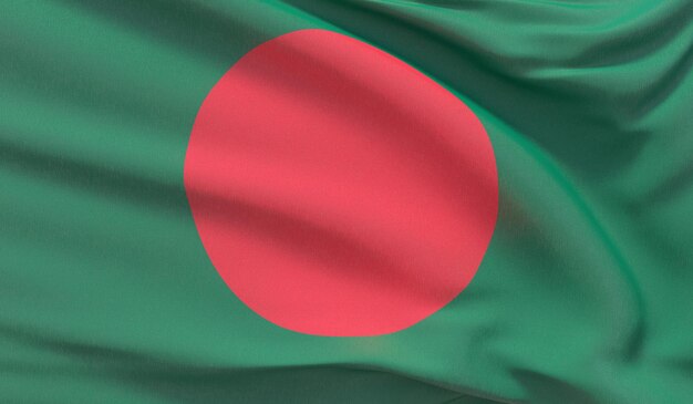 Waving national flag of Bangladesh Waved highly detailed closeup 3D render