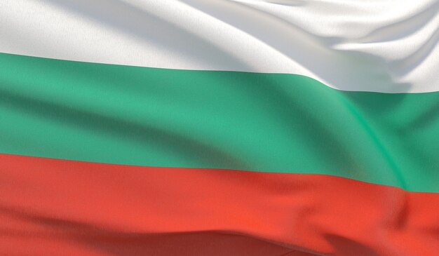 Waving national flag of Bulgaria. Waved highly detailed close-up 3D render.