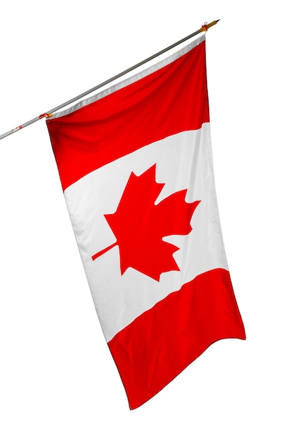 Waving National flag of Canada isolated on white background