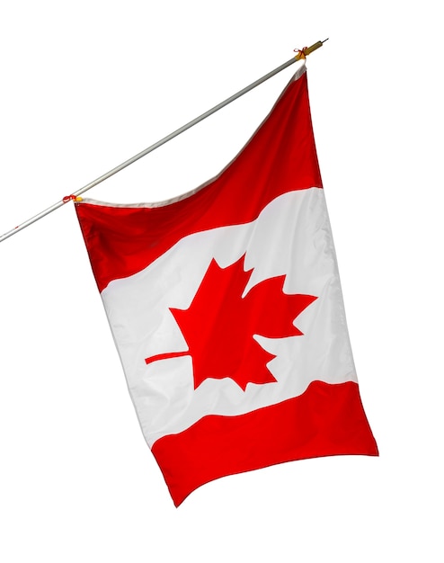 Waving National flag of Canada isolated on white background