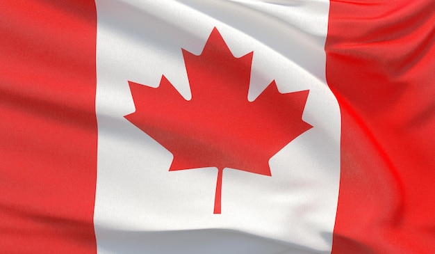 Waving national flag of Canada Waved highly detailed closeup 3D render