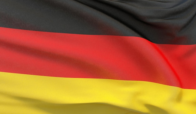 Waving national flag of Germany Waved highly detailed closeup 3D render