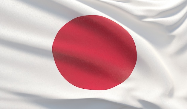 Photo waving national flag of japan. waved highly detailed close-up 3d render.