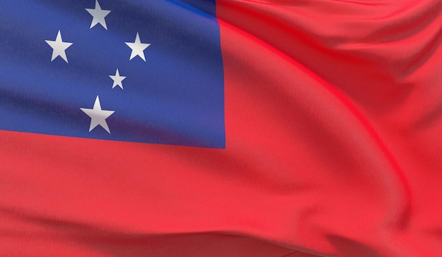 Waving national flag of samoa waved highly detailed closeup d render