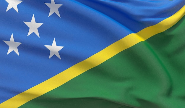 ソロモン諸島の国旗を振って、非常に詳細なクローズアップdレンダリングを振った