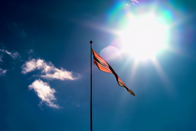 Waving Norway flag with light leak background hd