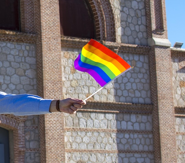 Waving rainbow flag