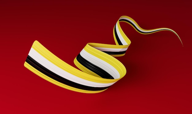 Waving ribbon or banner with flag of Brunei independence day 3d illustration