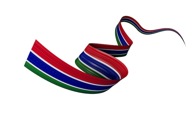 Waving ribbon or banner with flag of Gambia independence day 3d illustration