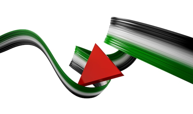 Waving ribbon or banner with flag of Palestine independence day poster design 3d illustration