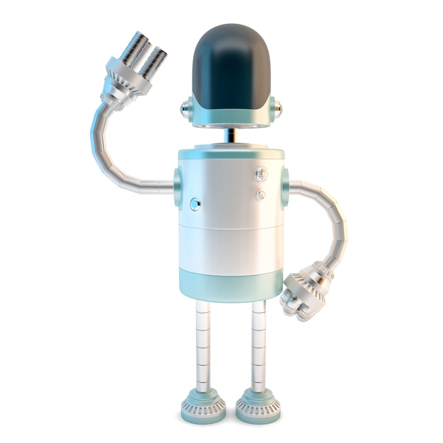 Waving robot. 3D illustration