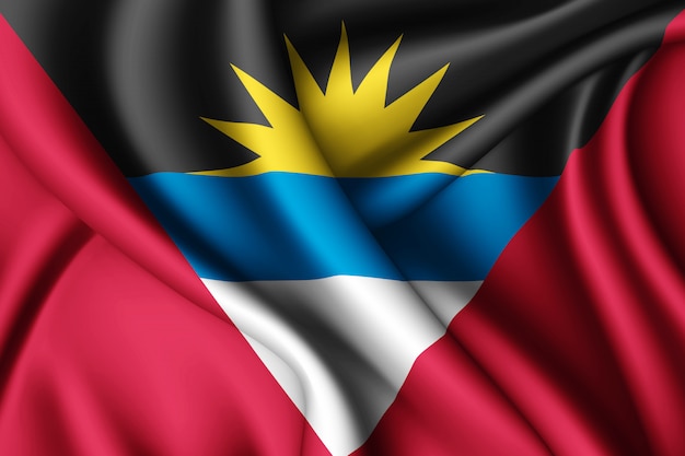 Sventolando la bandiera di seta di antigua e barbuda