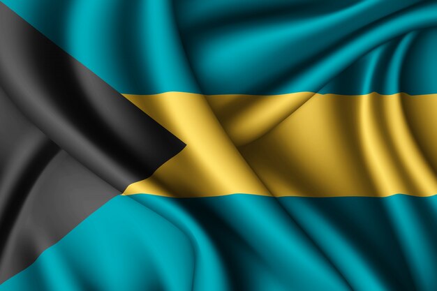 Waving silk flag of Bahamas