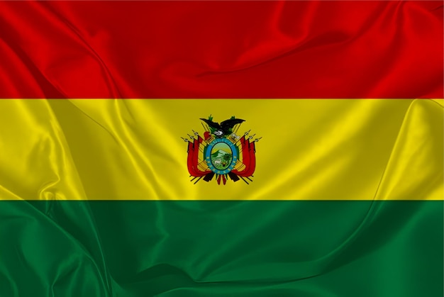 Waving silk flag of Bolivia