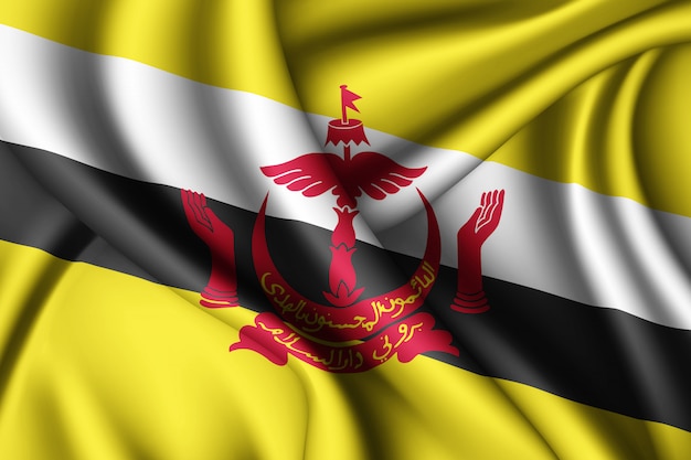 Waving silk flag of Brunei