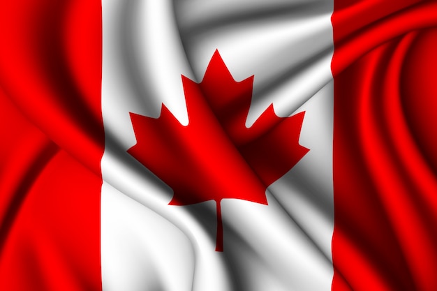 Waving silk flag of Canada