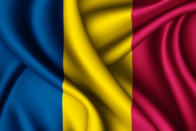 Waving silk flag of Chad