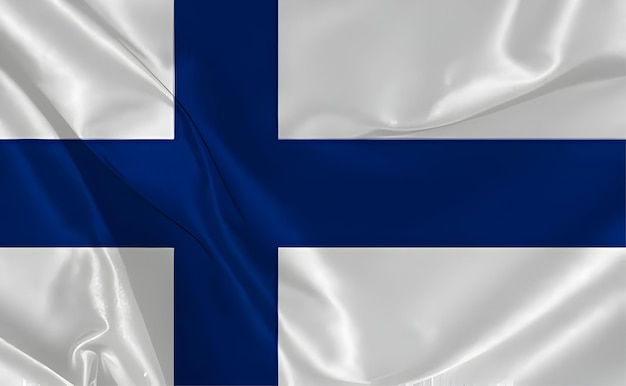 Waving silk flag of Finland