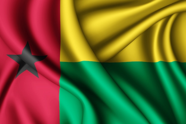 Waving silk flag of Guinea-Bissau