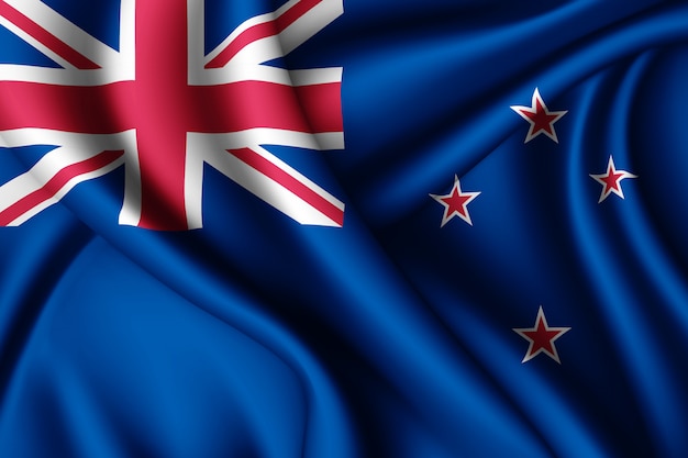 Waving silk flag of New Zealand