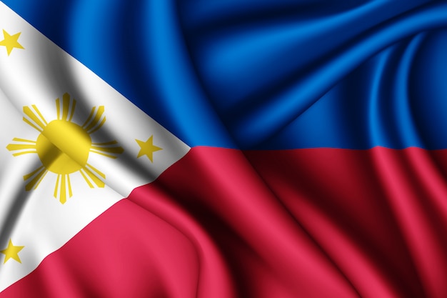 Photo waving silk flag of philippines