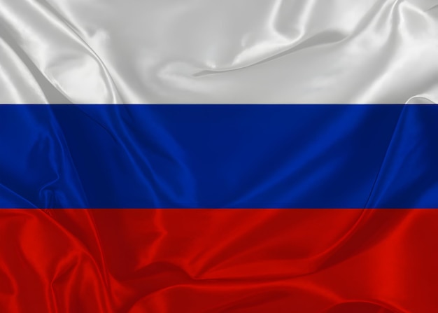 ロシアの絹の旗を振る