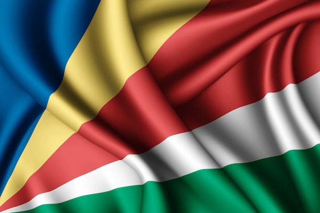 Waving silk flag of Seychelles