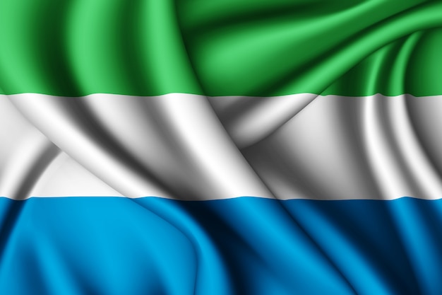 Waving silk flag of Sierra Leone