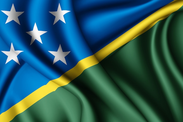 Waving silk flag of Solomon Islands