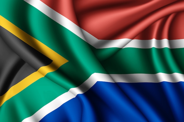 Waving silk flag of South Africa