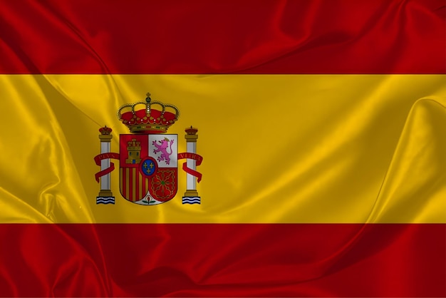 Waving silk flag of Spain